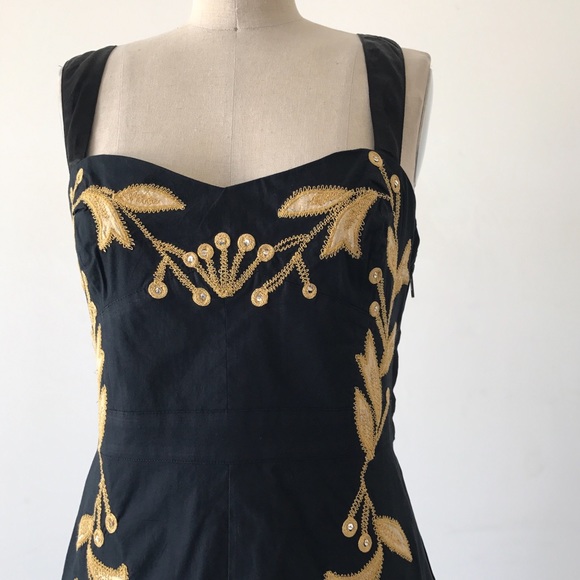 FREE PEOPLE | Black Gold Mini Dress - Picture 2 of 6